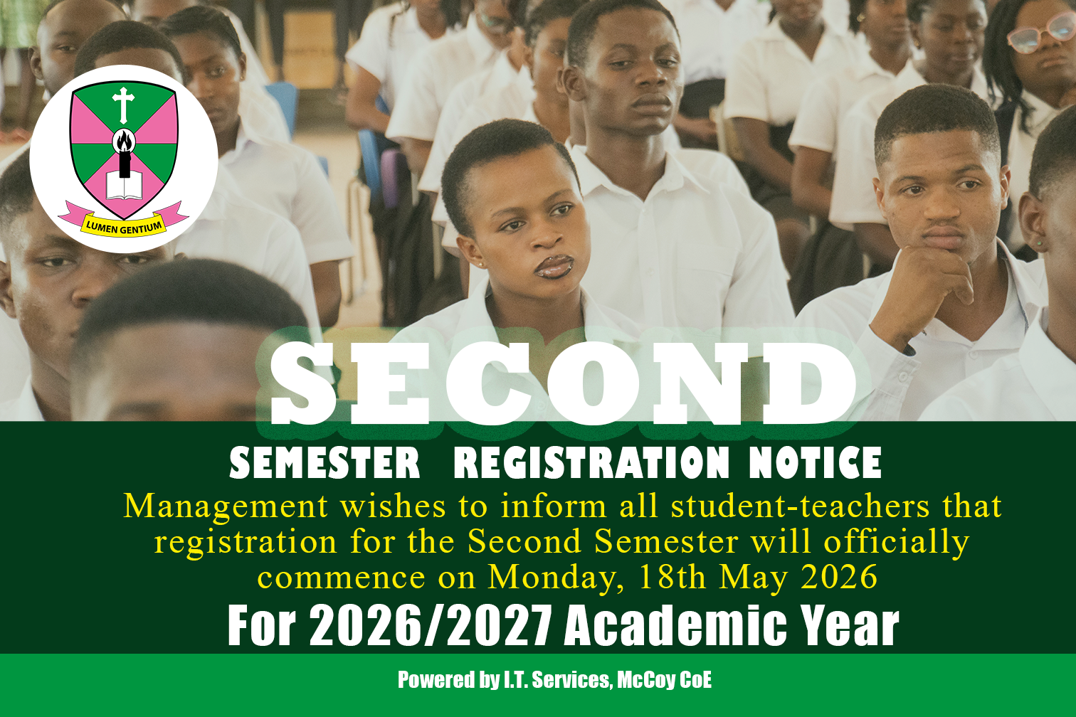 Second Semester Registration Notice for Student-Teachers