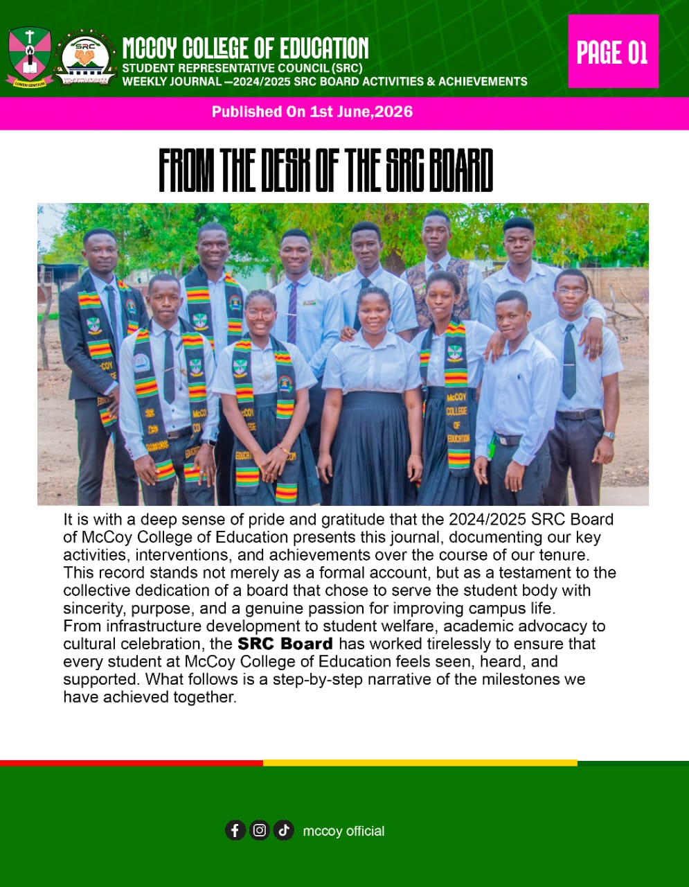 2024/2025 SRC Project- McCoy College of Education