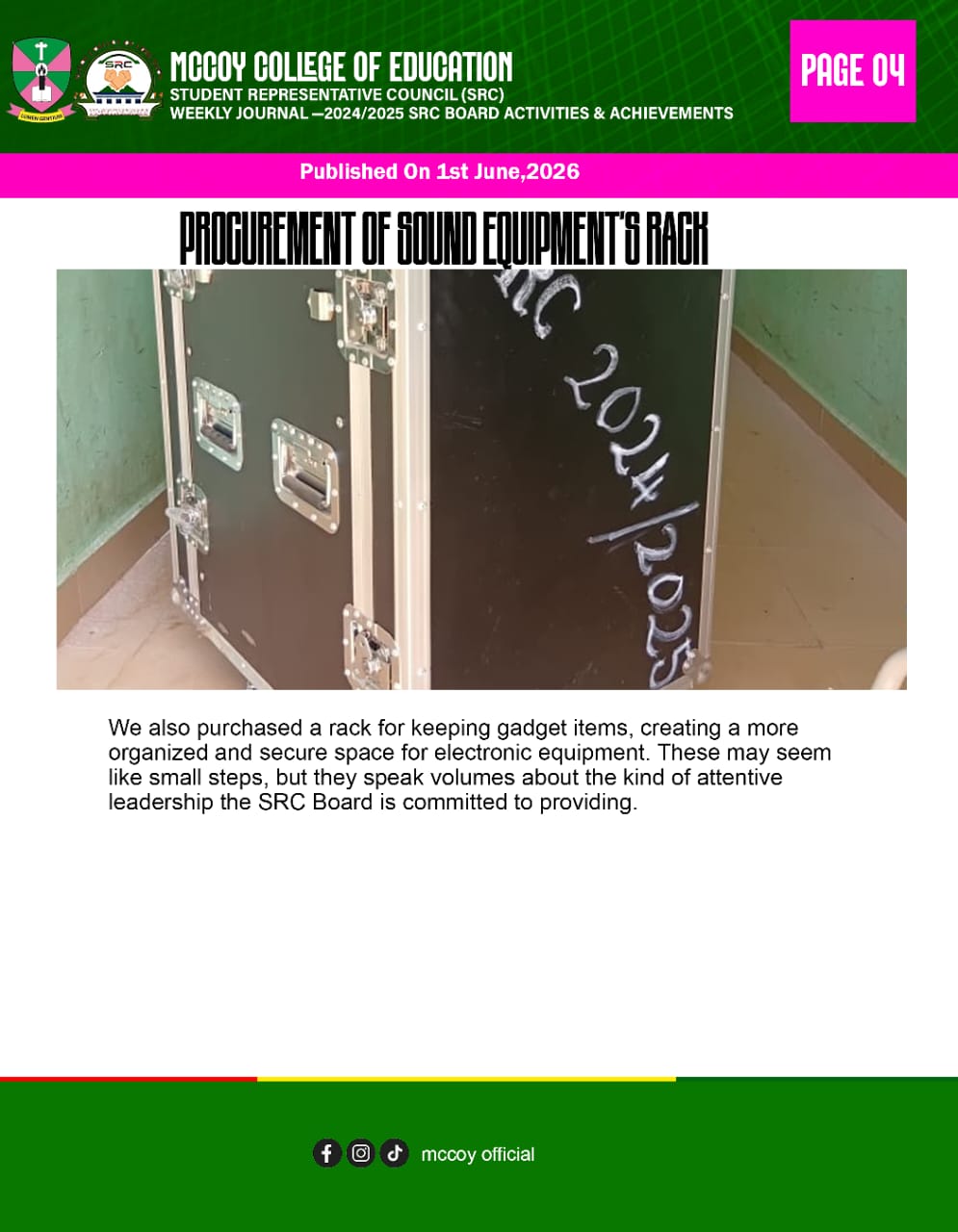 2024/2025 SRC Project- McCoy College of Education