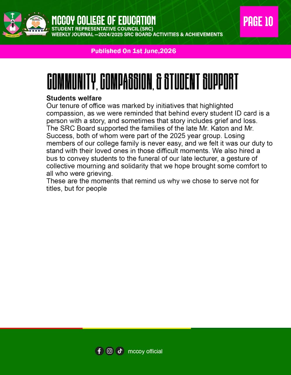 2024/2025 SRC Project- McCoy College of Education